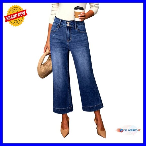 Denim - High Waisted Wide Leg Baggy Jeans Stretch Denim Pants Y2K Chic